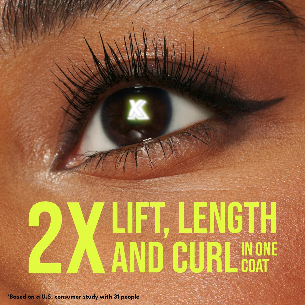 Buxom brush fibers detail highlighting lengthening fibers for defined lashes
