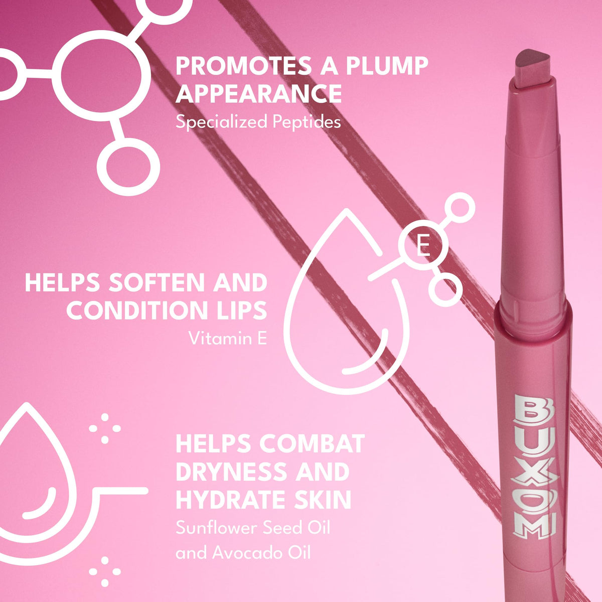 BUXOM Dangerous Dolly packaging on white background highlighting travel-ready pencil benefit