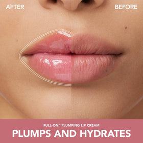 Buxom depiction of hyaluronic spheres showing hydration benefit