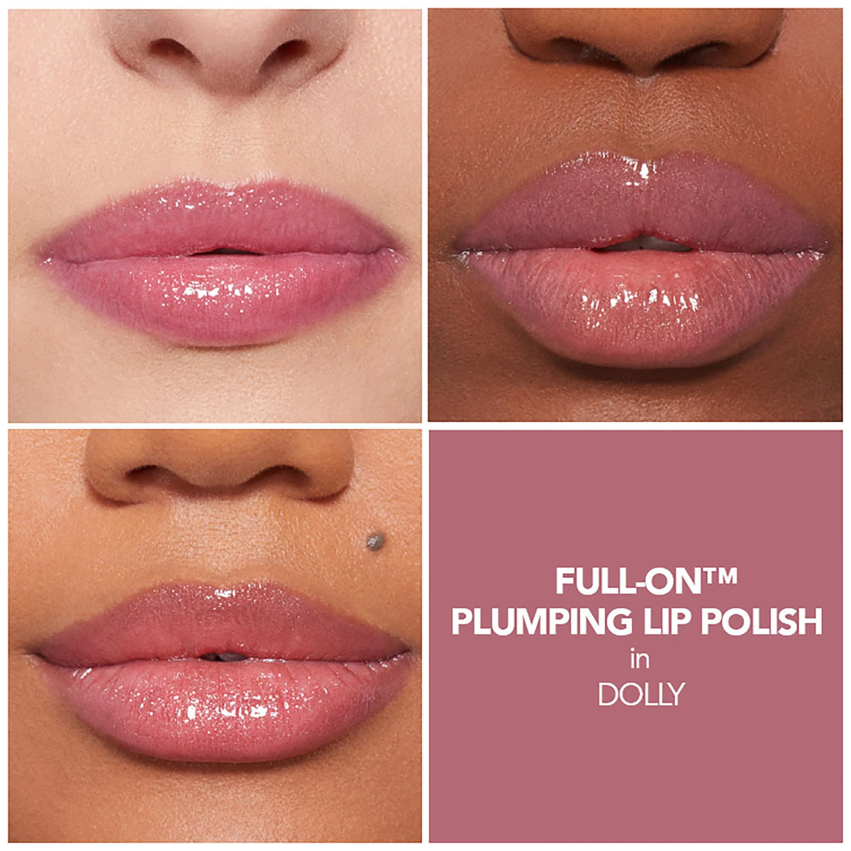 BUXOM Dolly swatch on skin demonstrating shimmery finish and true color