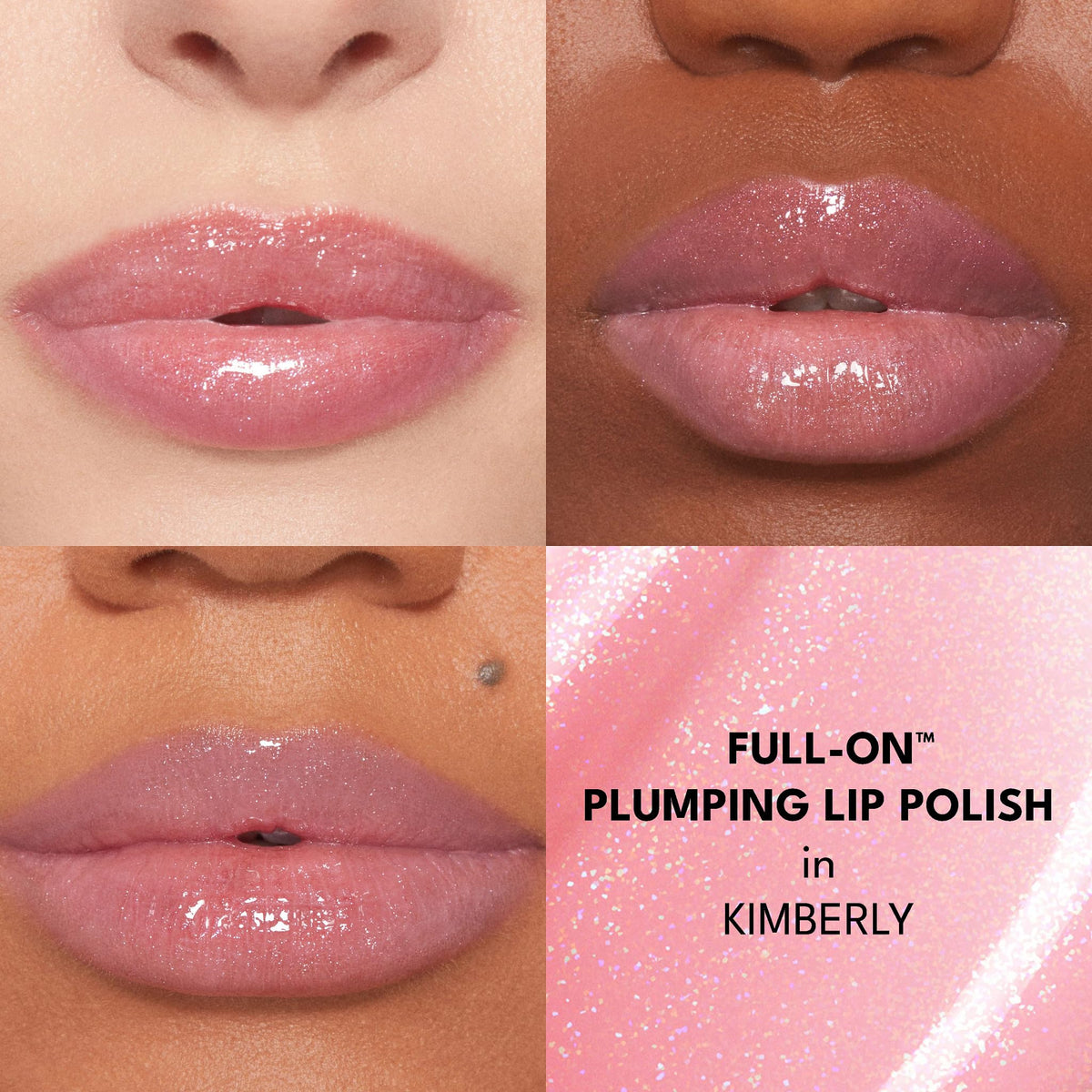 buxom Kimberly arm swatch highlighting color payoff and pearlescent shimmer