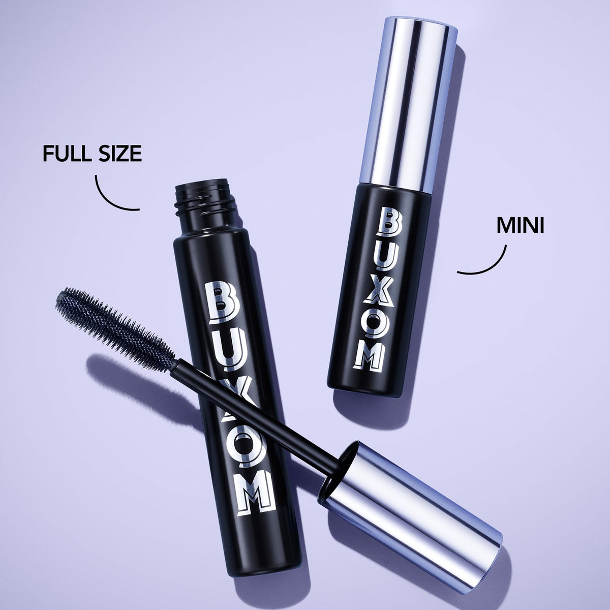 Buxom mascara on a bathroom vanity styled for everyday beauty routine appeal