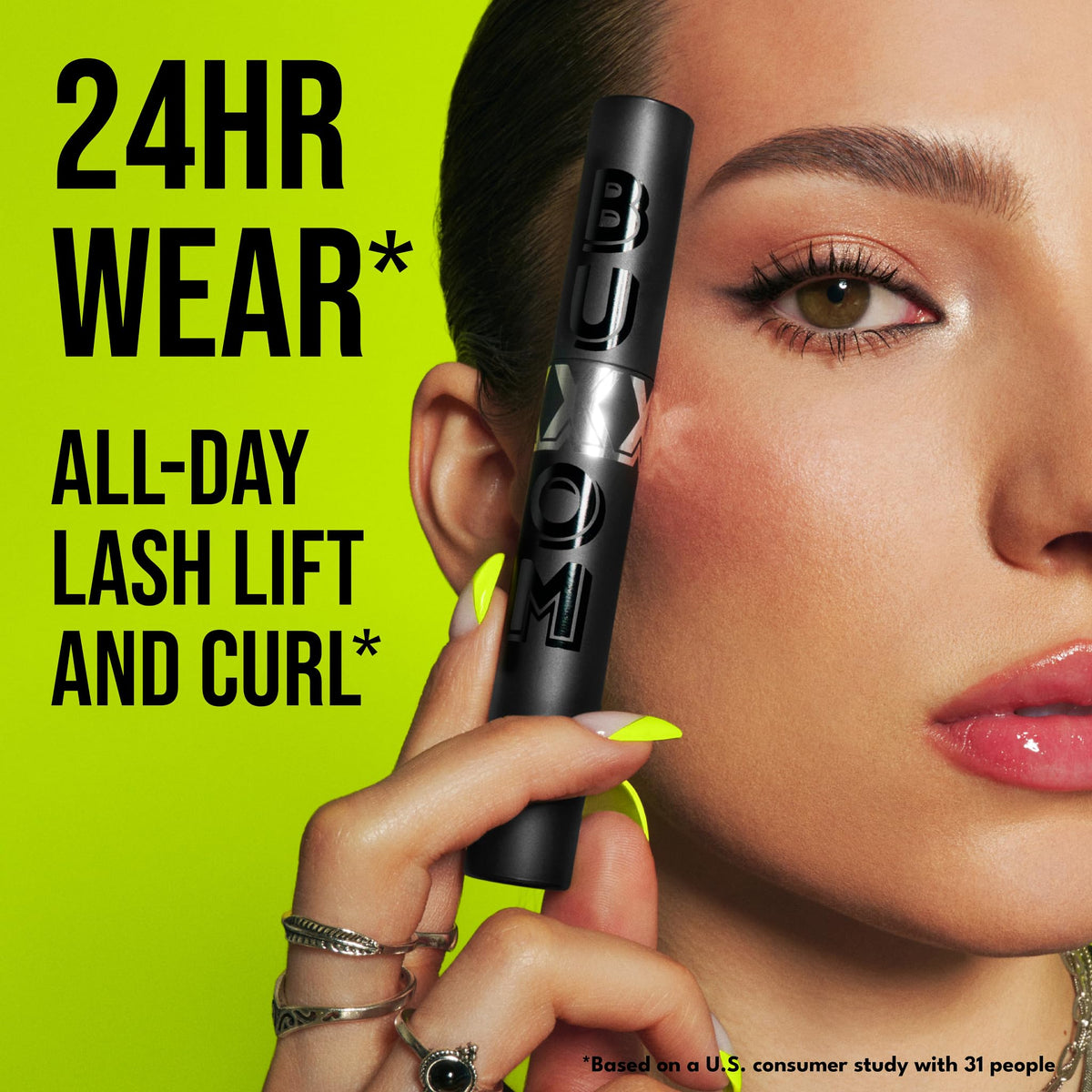 Buxom mascara texture swiped to show smooth tubing formula and separation
