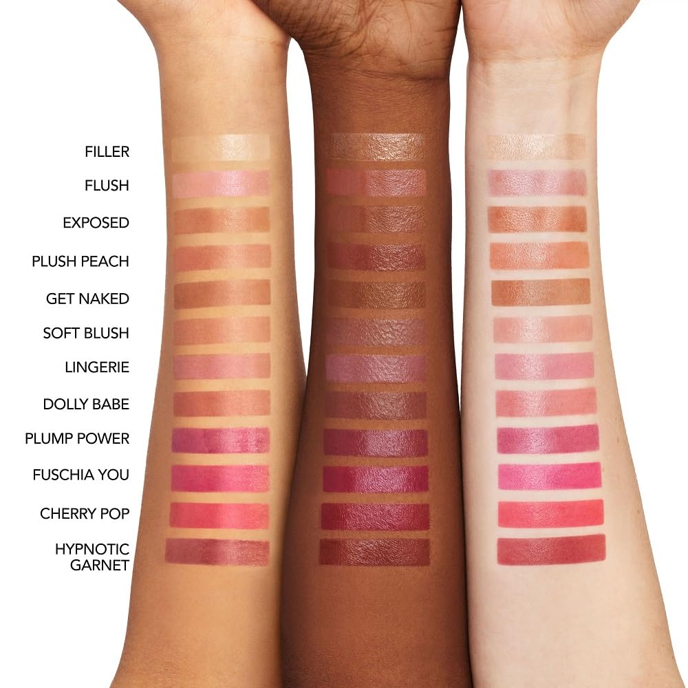 Buxom shimmer chrome swatches on skin showing multidimensional color and shine