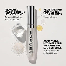 Buxom serum texture close-up highlighting smooth, non-sticky gloss finish