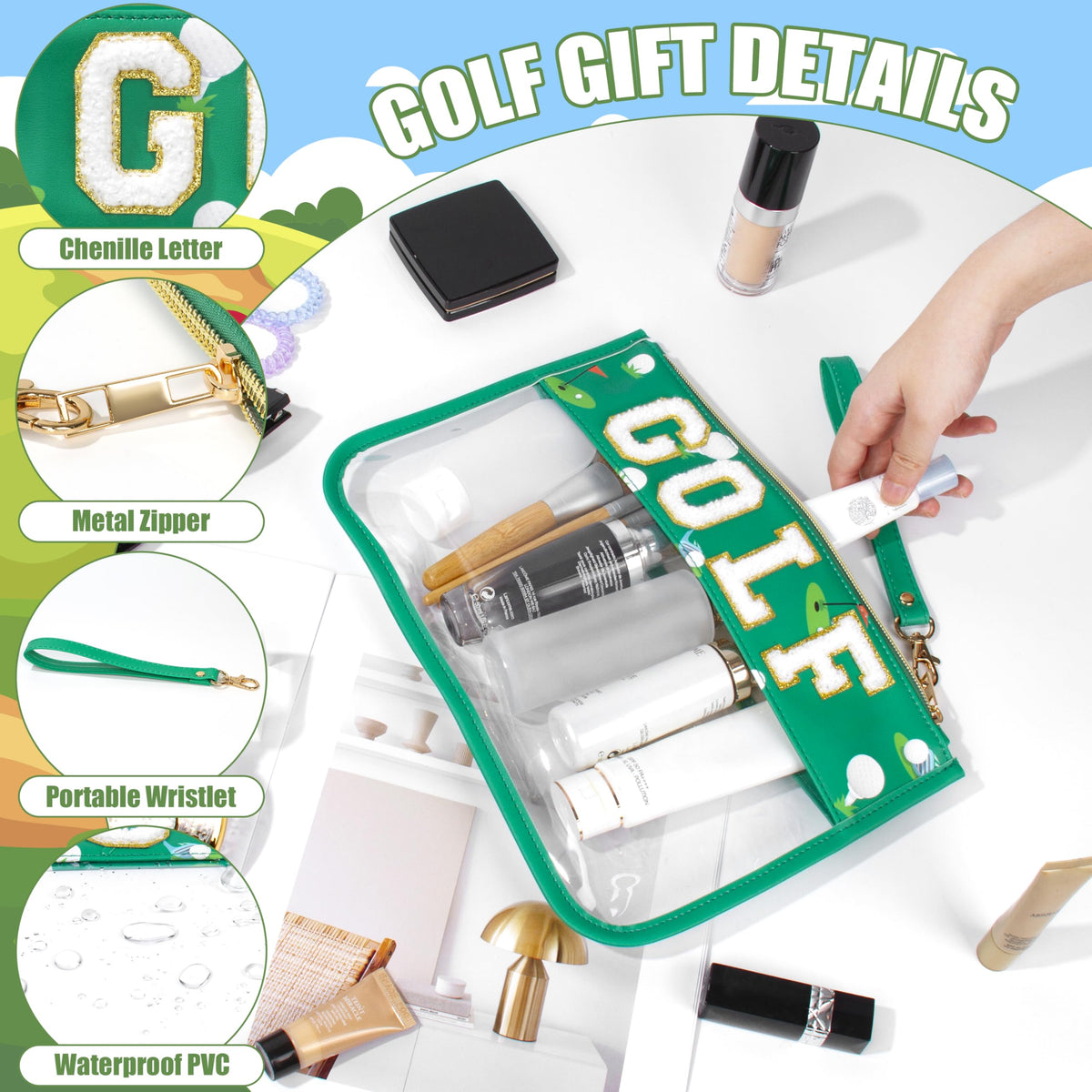 BuyCard zipped closure close-up securing toiletries and preventing spills