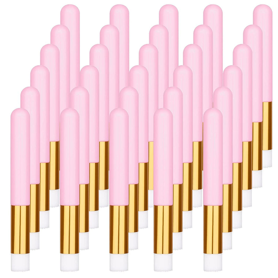 Buytta front packaging showing the 30-piece pink lash brushes and easy storage benefit