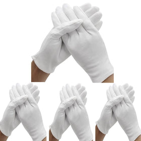 BWEISSTH front view of 12 pairs white cotton gloves showing packaging and quantity benefit