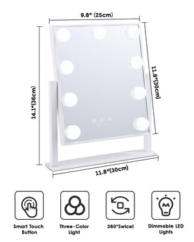 BWLLNI mirror on a bedroom vanity showing compact size and elegant dressing table styling