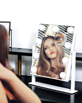 BWLLNI detachable 10× magnifier attached to mirror for precise grooming and detail work