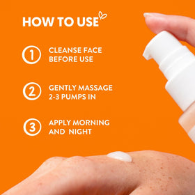 By Nature applying serum on hand to show absorbency and hydrating effect