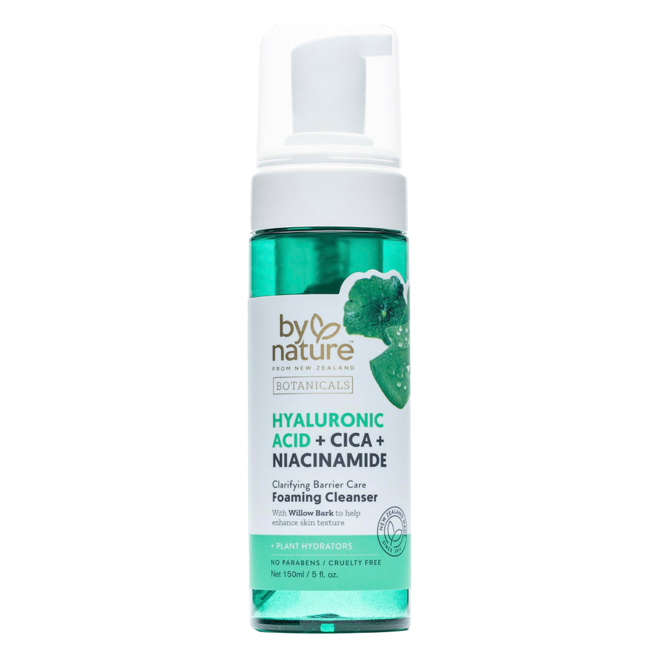 By Nature cleanser front packaging showing bottle and branding, promotes clean routine