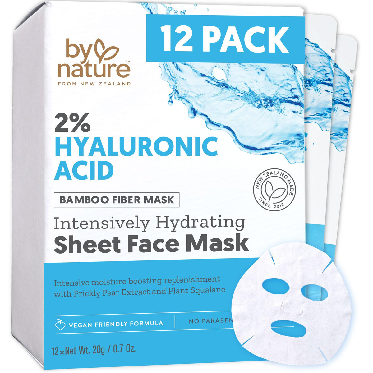 By Nature front packaging showing pack of 12 masks and benefits