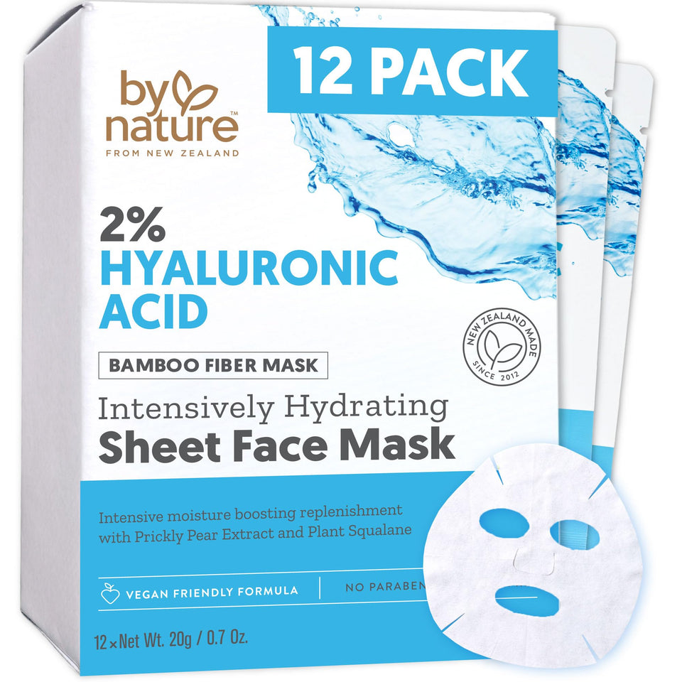 By Nature front packaging showing pack of 12 masks and benefits