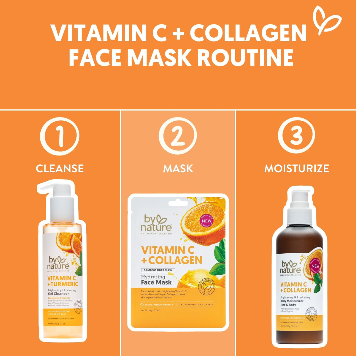 By Nature ingredients label close-up highlighting vitamin C and collagen