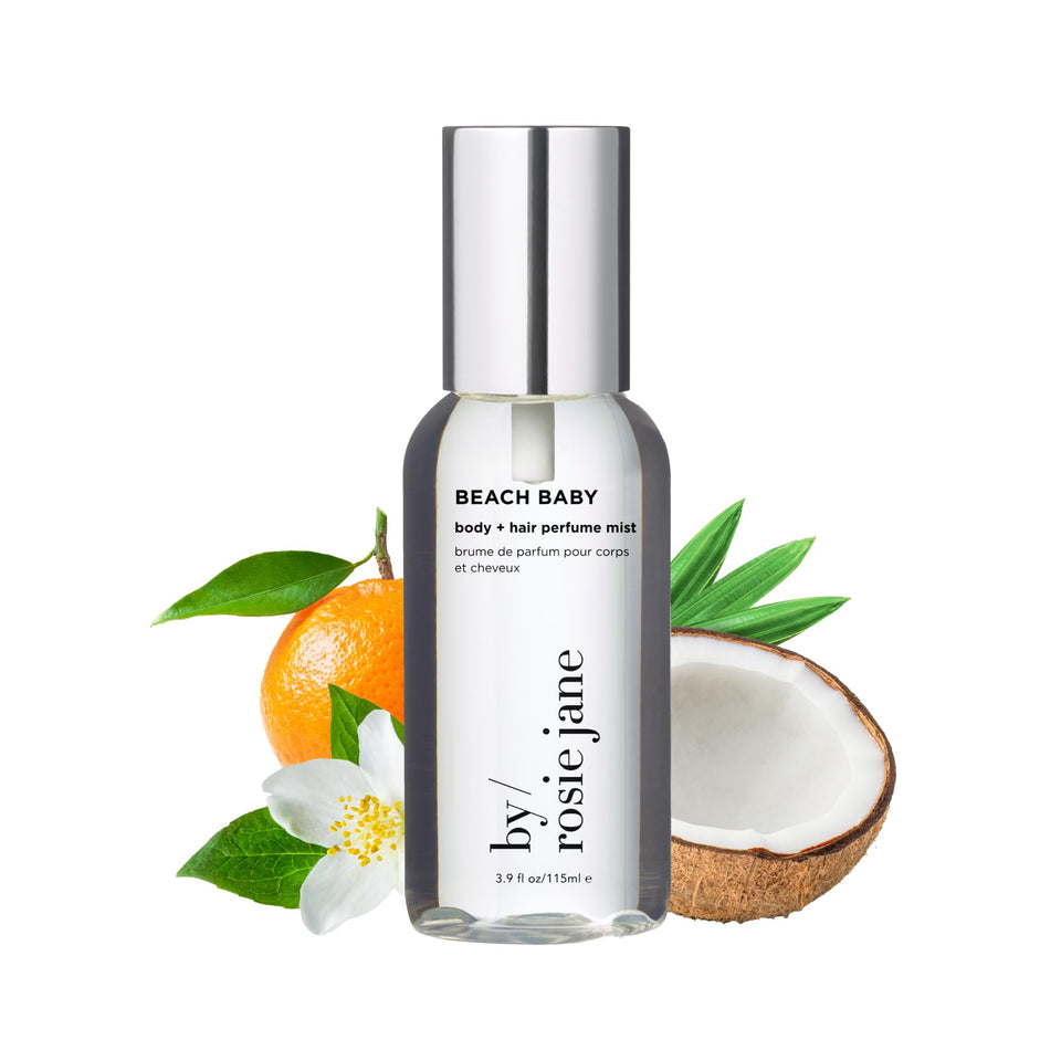 By Rosie Jane front bottle shot showing slim 115ml mist, clean packaging benefit