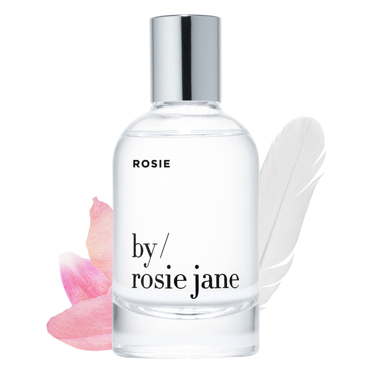 By Rosie Jane front packaging showing the clean 50ml perfume bottle benefit travel ready