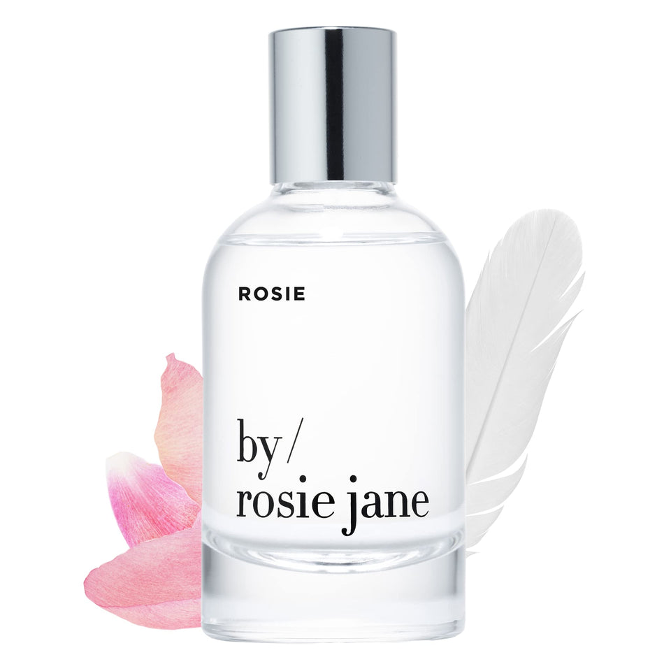 By Rosie Jane front packaging showing the clean 50ml perfume bottle benefit travel ready