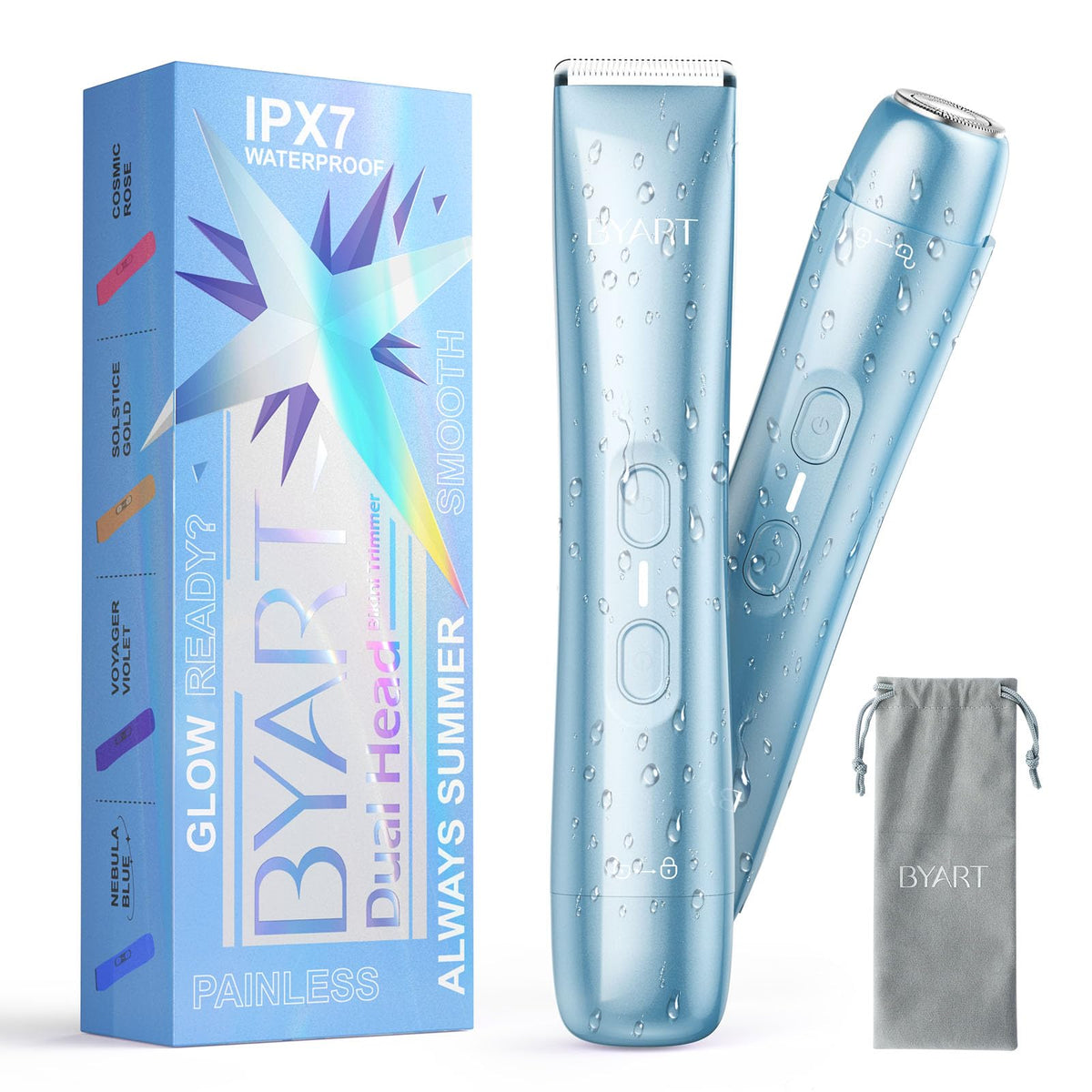 BYART dual head trimmer front view showing controls and compact shape for convenience