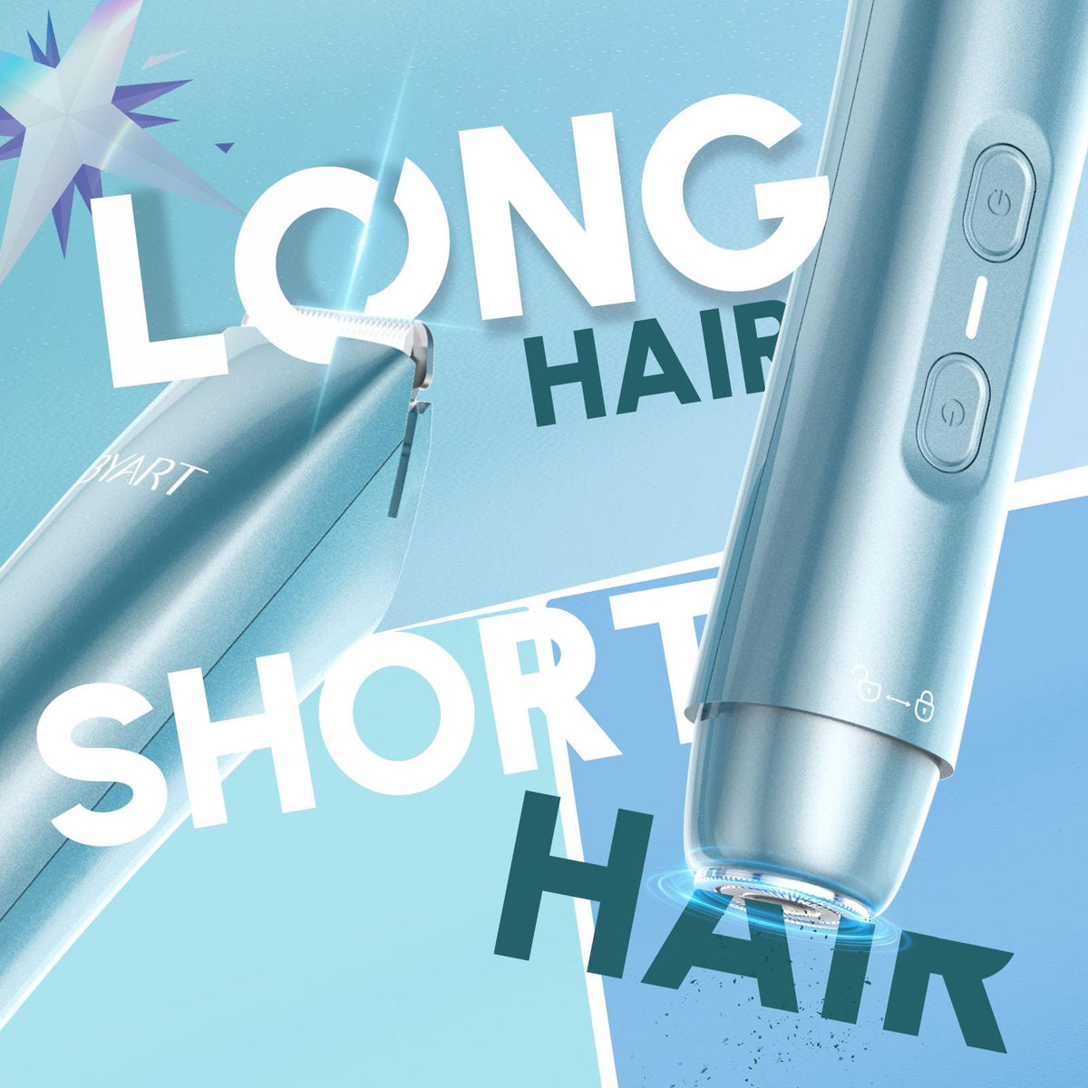 BYART trimmer held in hand to show scale and travel-friendly portability advantage
