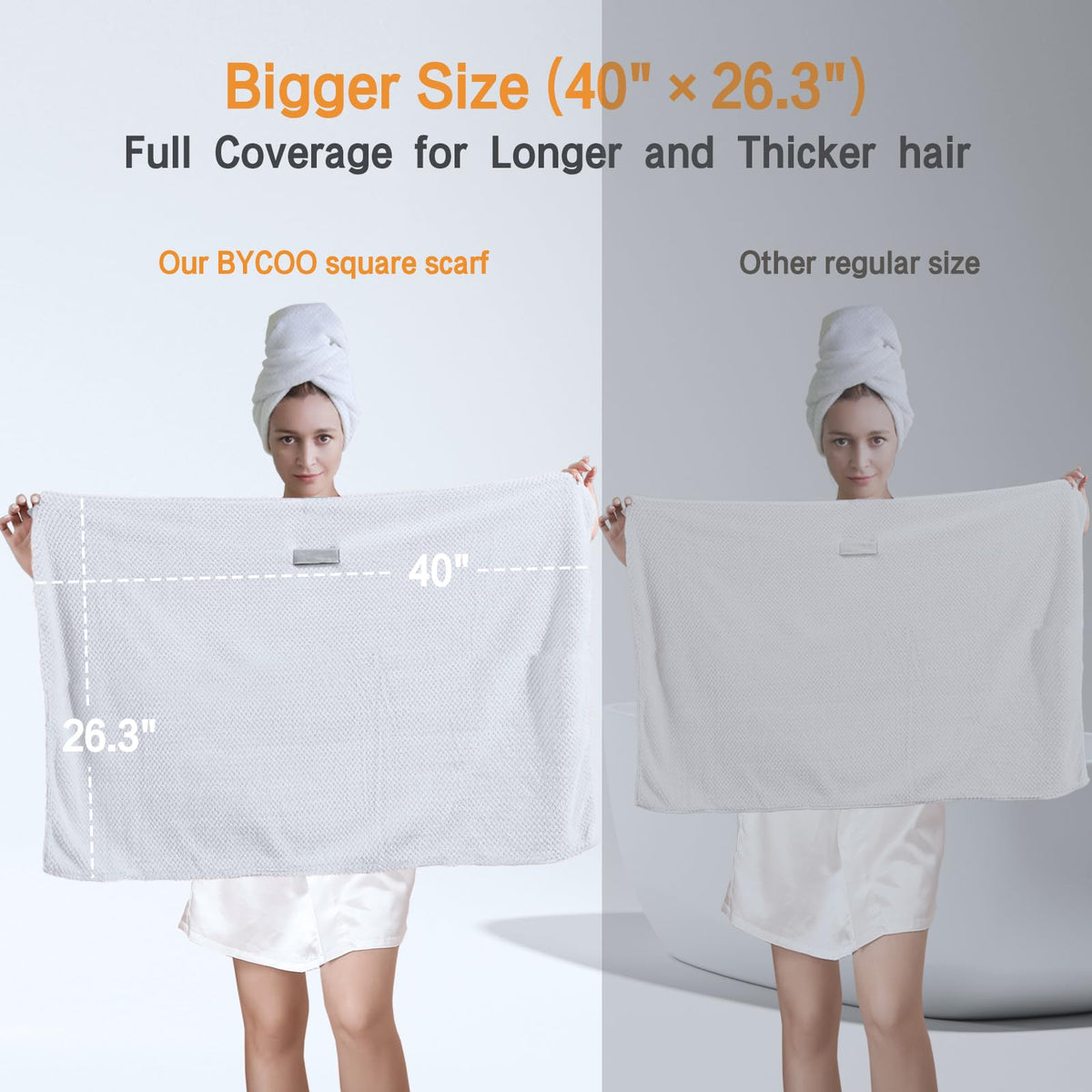 BYCOO close-up microfiber weave displaying soft fibers that reduce friction and frizz
