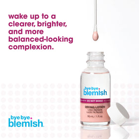 Bye Bye Blemish application on cheek showing targeted dab method benefit focused treatment