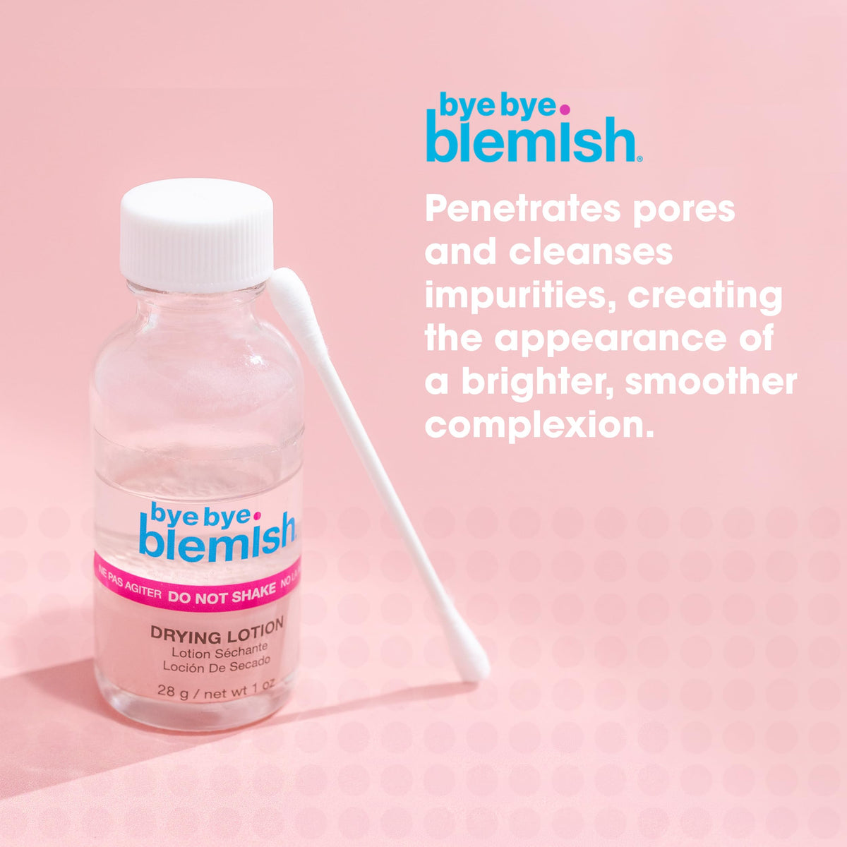 Bye Bye Blemish lotion texture on fingertip showing lightweight formula benefit targeted drying
