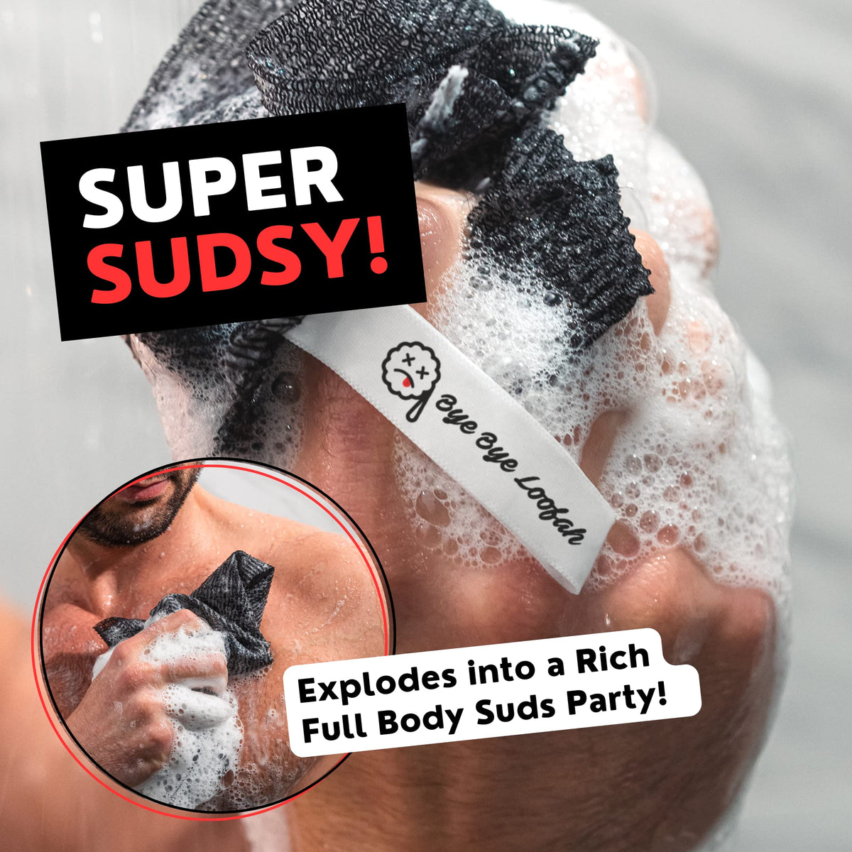 Bye Bye Loofah producing rich lather from body wash for efficient cleaning