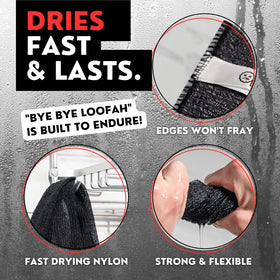 Bye Bye Loofah reinforced hanging loop for quick drying and hygienic storage