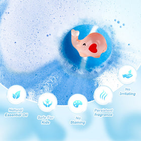 BYGGVIR bath bomb fizzing in tub creating bubbles and scent-enriched bath