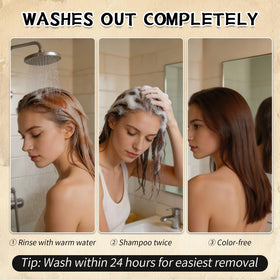 Byhoo color swatches on dark hair showing vibrant streaks visible on brunette hair