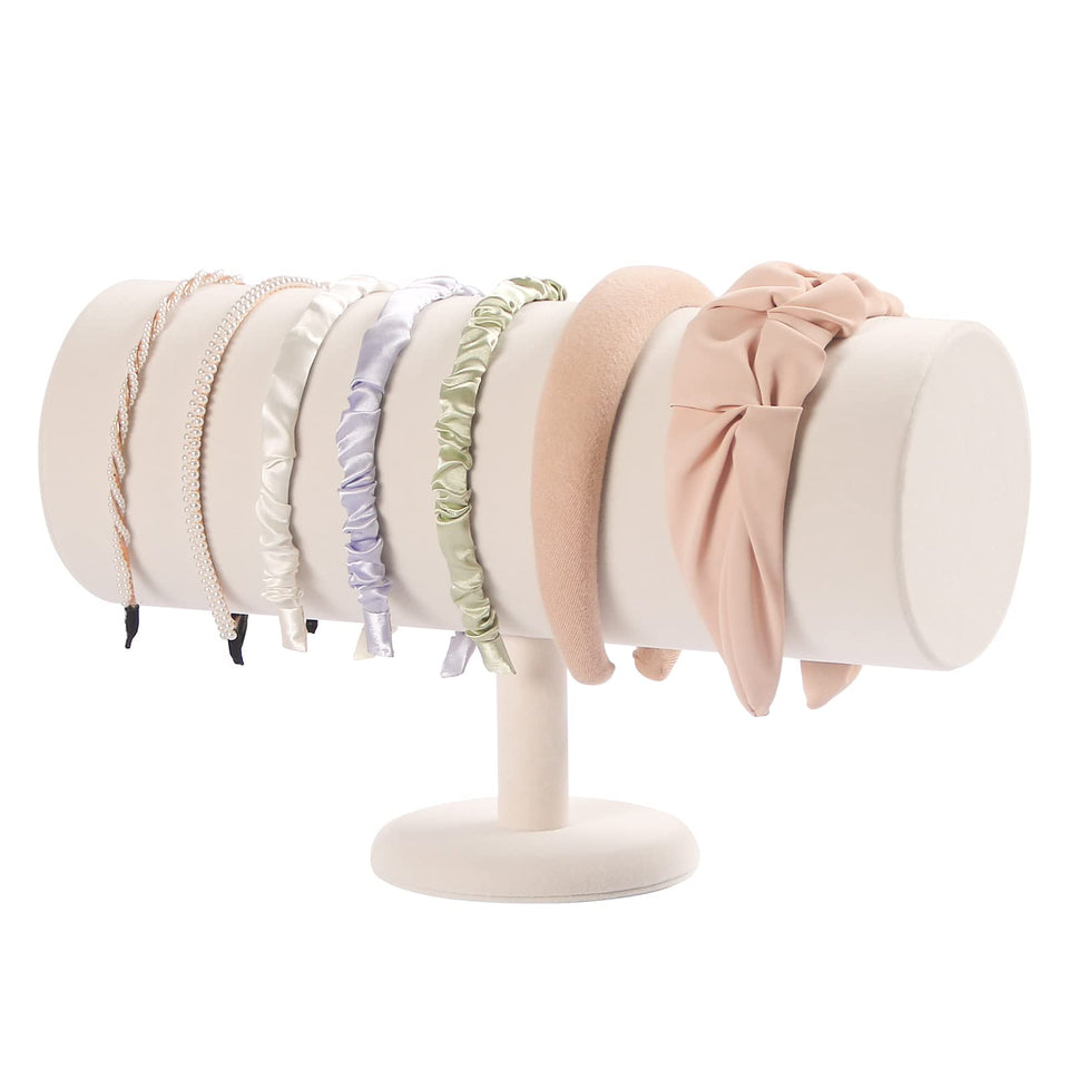 ByKen beige velvet front view showing neat headband storage benefit