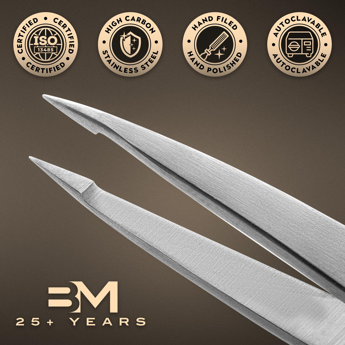 By MILLY tweezers beside ruler showing scale and compact precision size