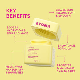 BYOMA balm on hand melting into oil for easy makeup removal