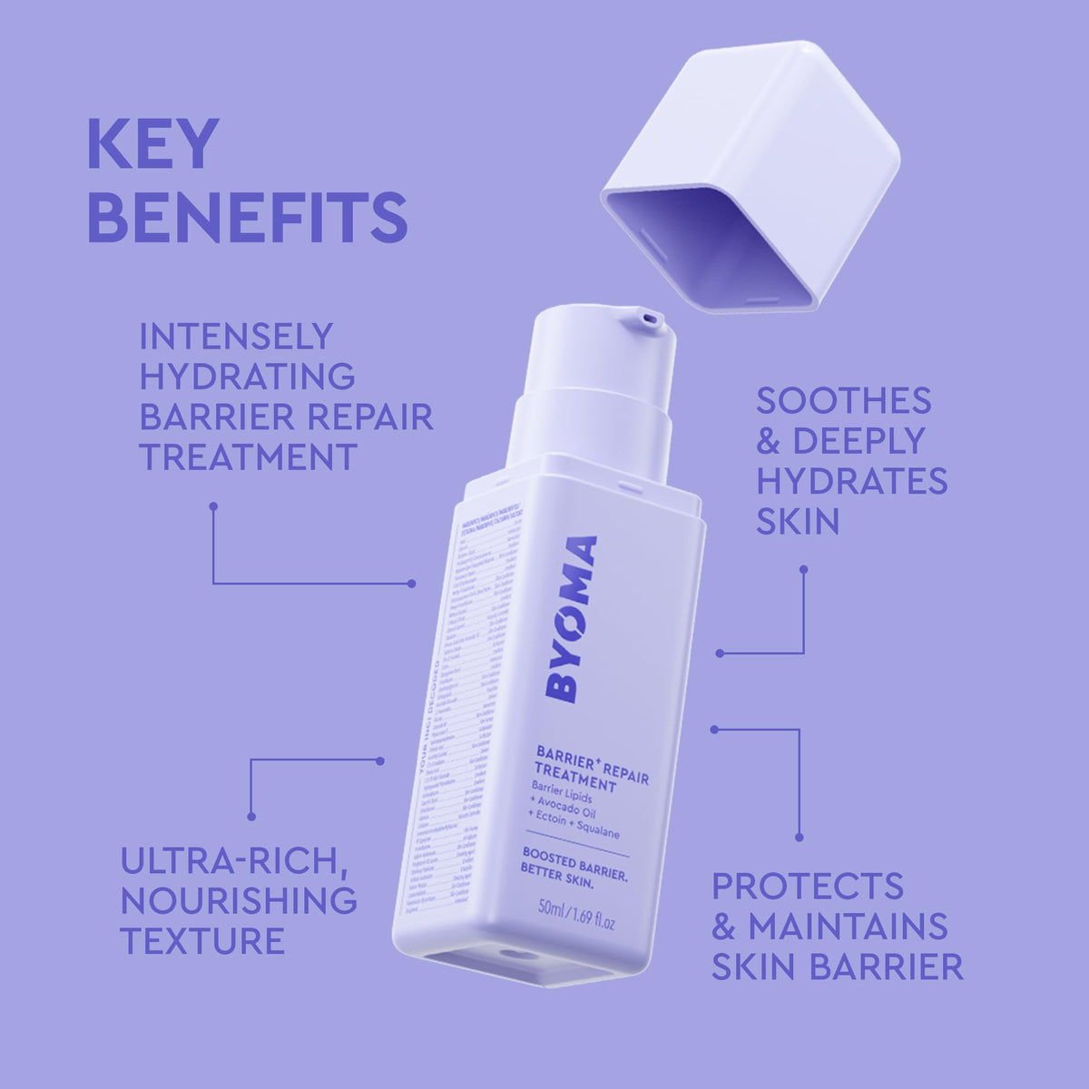 BYOMA open 50mL jar revealing buttery moisturizer for deep repair
