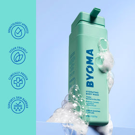BYOMA in a bathroom setting on shelf, shows stylish, routine-ready product
