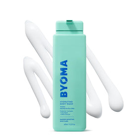 BYOMA front packaging showing bottle and label, highlights gentle cleansing