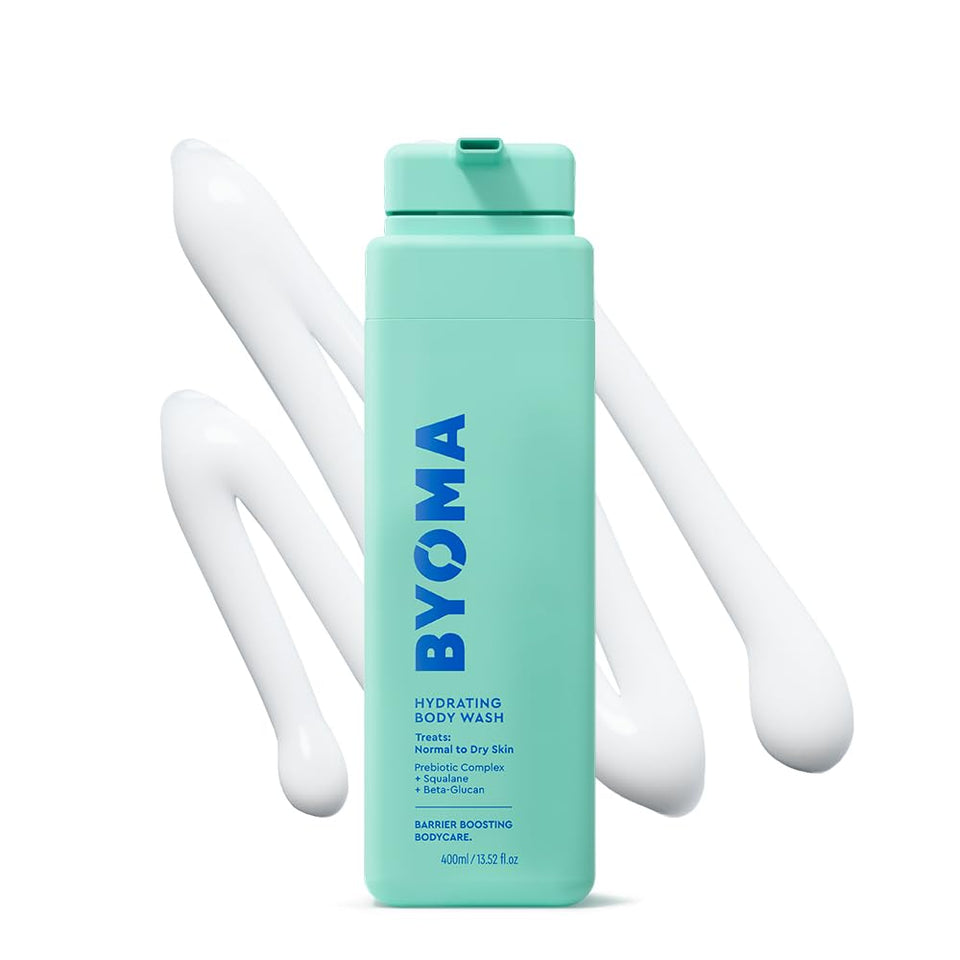 BYOMA front packaging showing bottle and label, highlights gentle cleansing