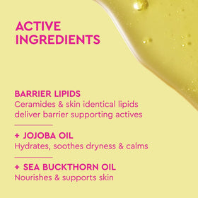 BYOMA bottle label detail highlighting ingredients and barrier lipid benefits