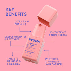 BYOMA open jar showing creamy formula and dense emollient consistency