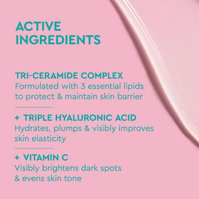 BYOMA ingredient label close-up displaying hyaluronic acid and vitamin C benefits