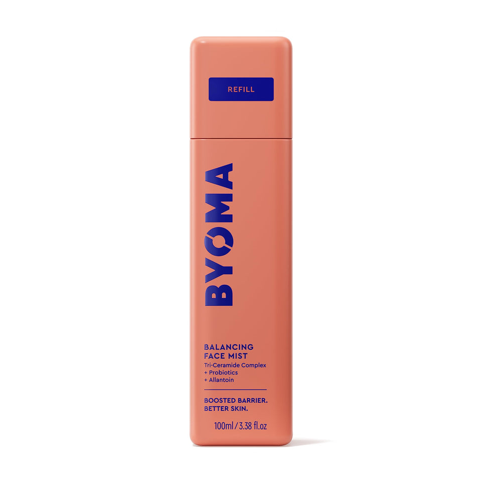 BYOMA refill front packaging showing label and environmental benefit