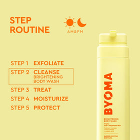 BYOMA hand applying lather to arm showing gentle hydration and glow