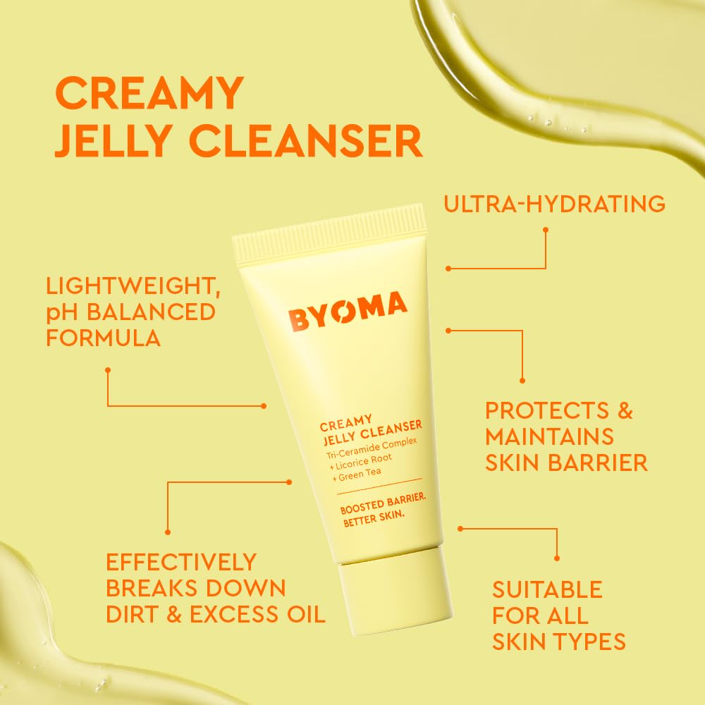 BYOMA hydrating serum dropper dispensing a clear drop for fast absorption
