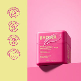 BYOMA ingredient focus on Bio-Collagen capsules emphasizing visible elasticity benefit