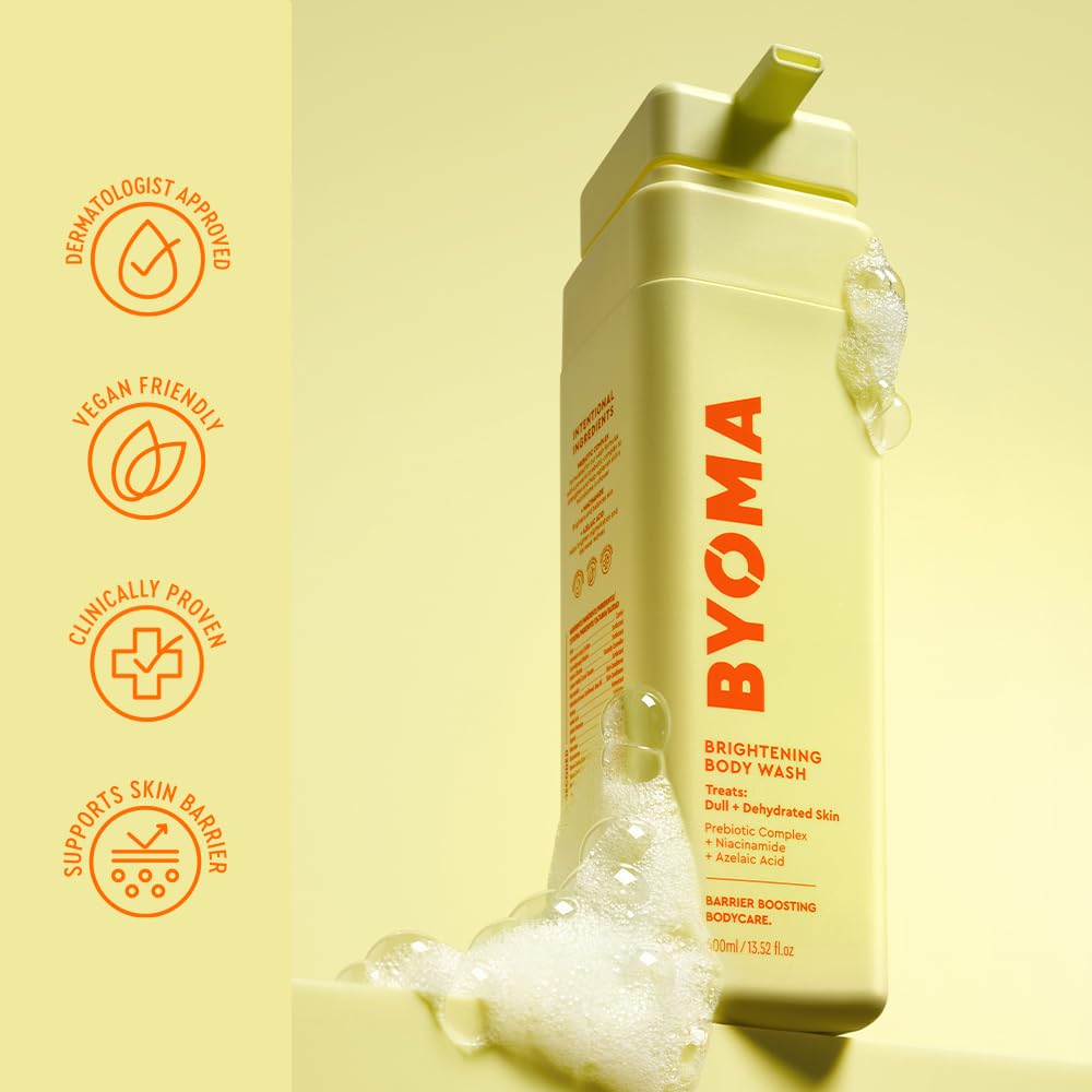 BYOMA ingredient panel close-up showing active niacinamide and azelaic acid