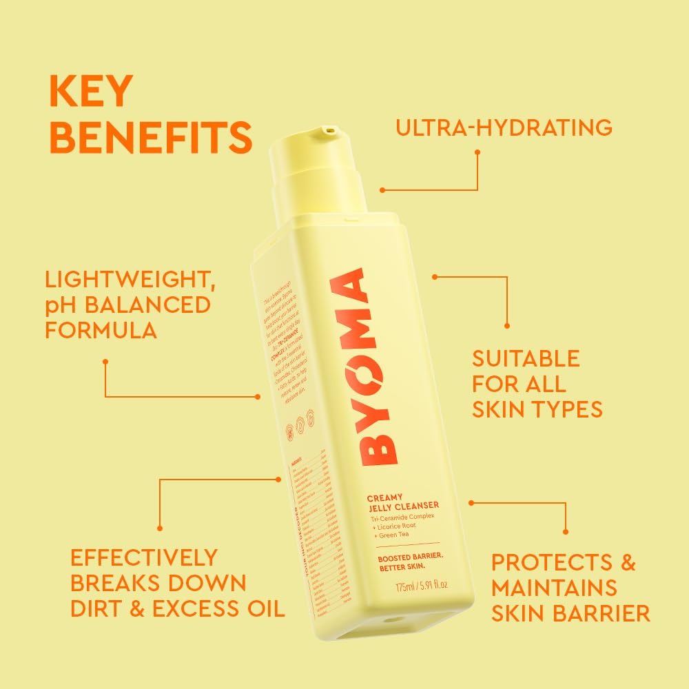 BYOMA cleanser transforming to creamy lather on skin, shows effective cleansing