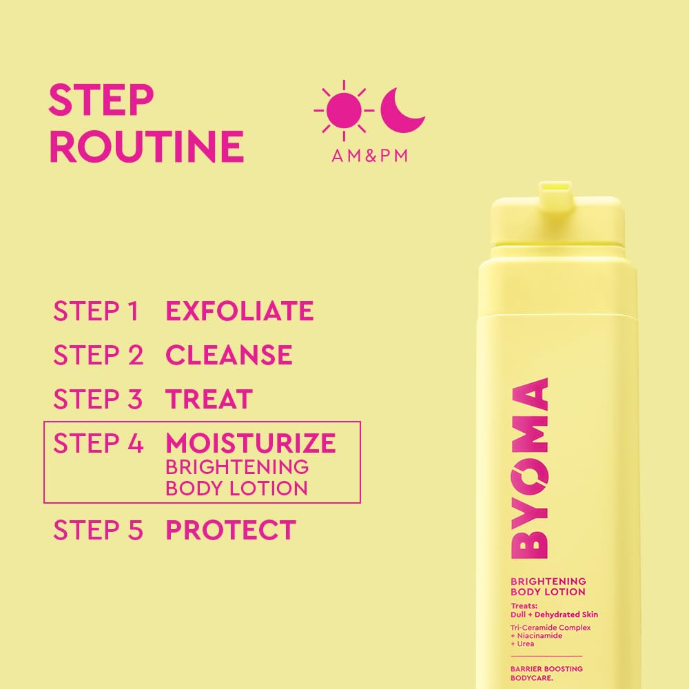 BYOMA lotion absorbing on forearm to show non-greasy finish and fast moisturization