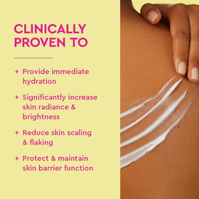 BYOMA lotion dispensed from pump illustrating silky texture and quick absorbency