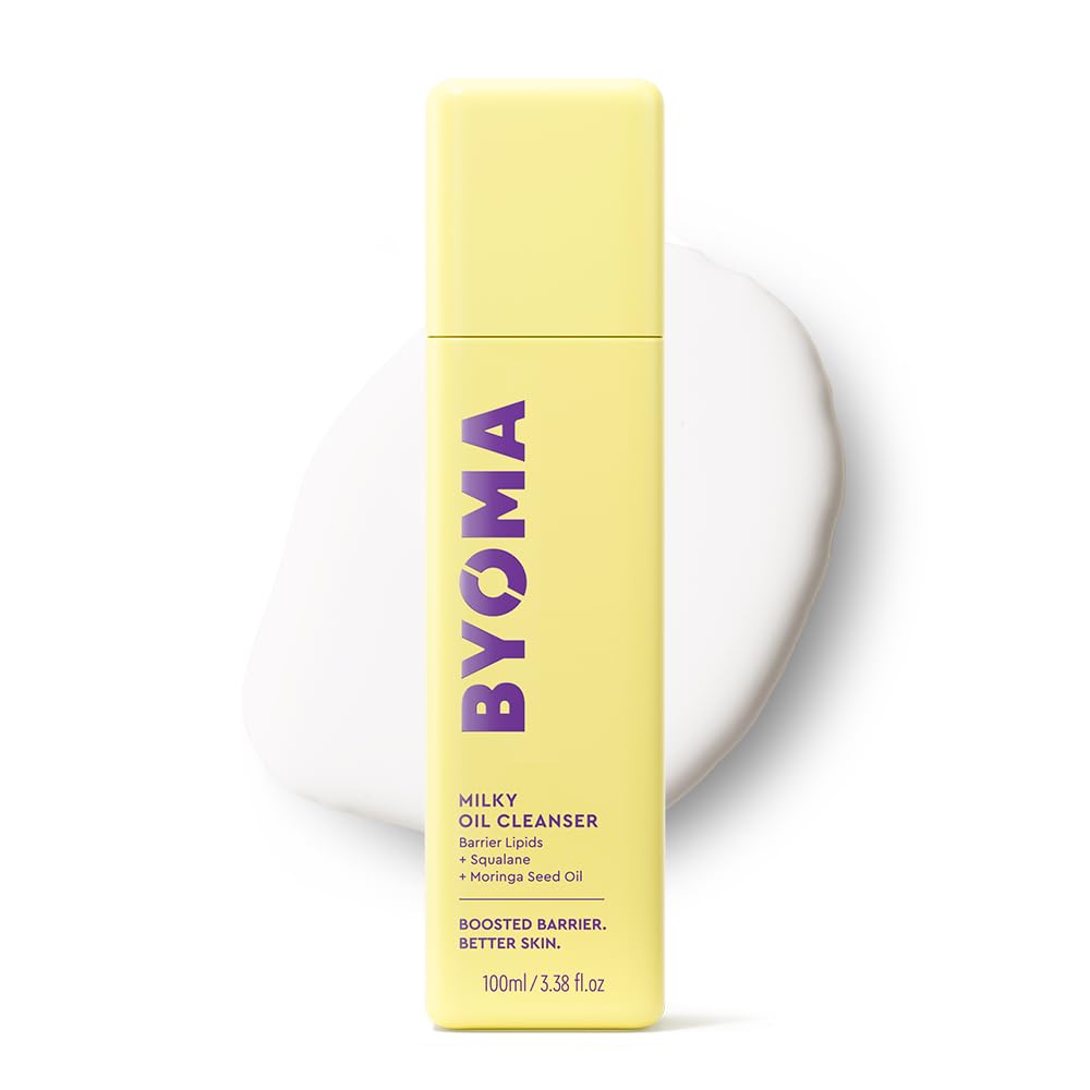 BYOMA cleanser front packaging showing bottle and branding, hydrated skin benefit